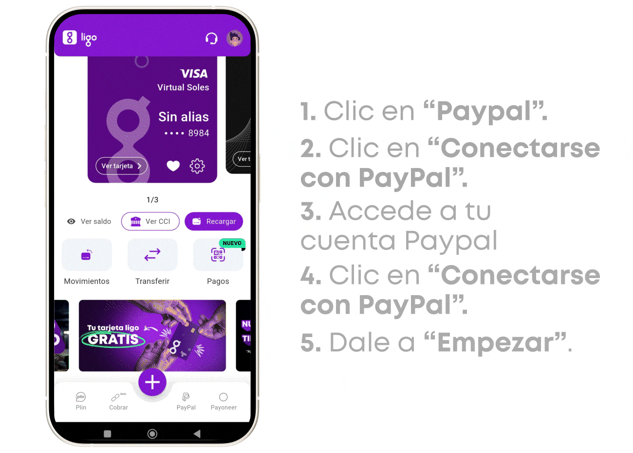 Vincular cuenta de Paypal Ligo