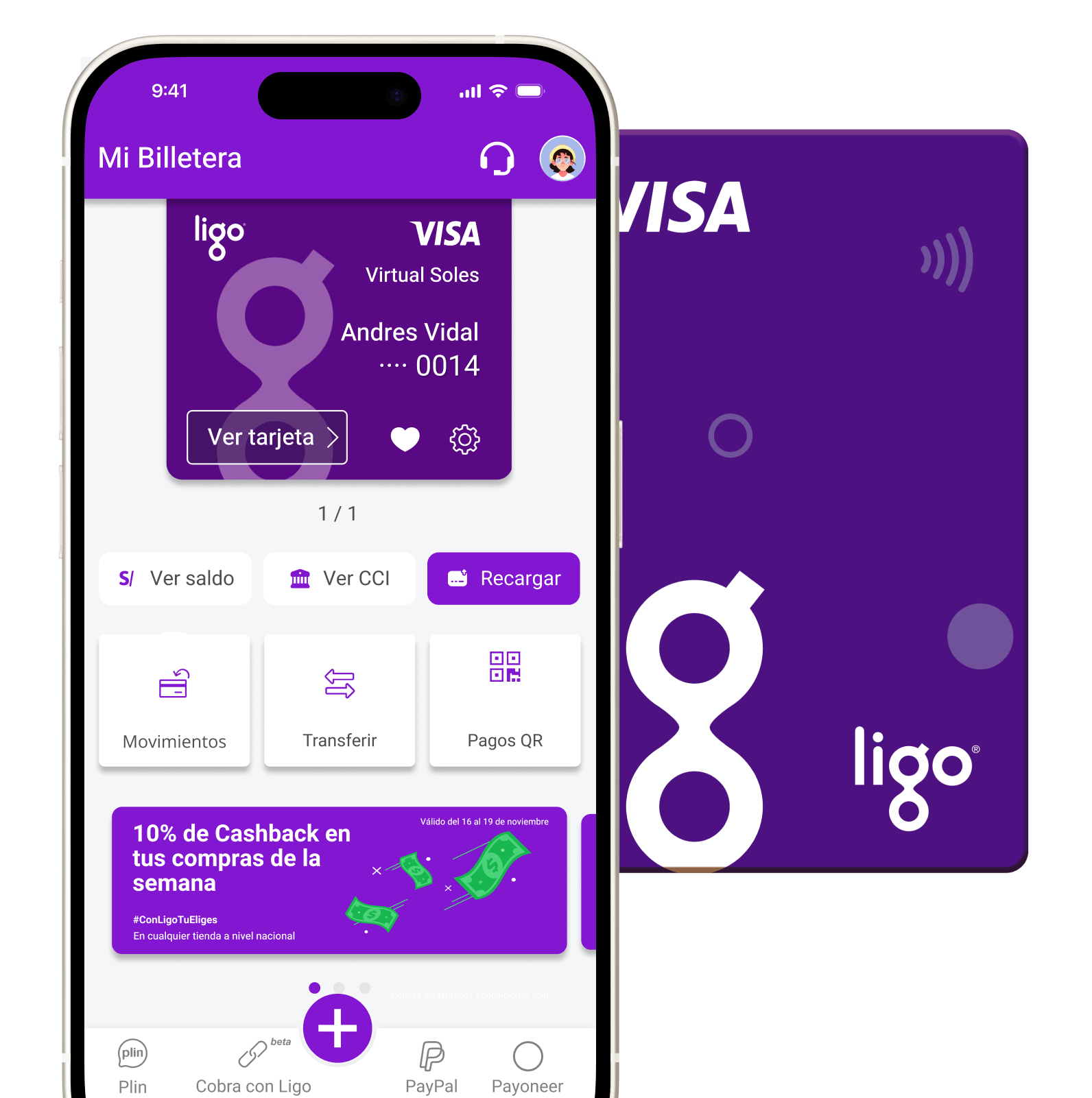 App Ligo y tarjeta física